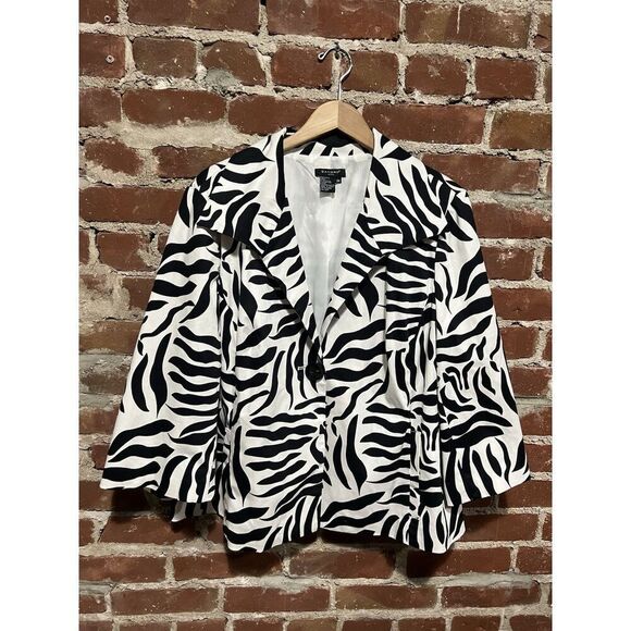 Sandro Woman Black White Blazer Jacket Plus Size 2X - Picture 1 of 3